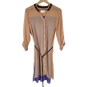 GREYLIN WOMEN'S 2-LAYER BEIGE AND PURPLE MINI DRESS SIZE MEDIUM